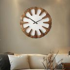 Wall Clock Open Carved Wood Silent Movement