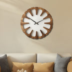 Wall Clock Open Carved Wood Silent Movement
