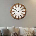 Wall Clock Open Carved Wood Silent Movement