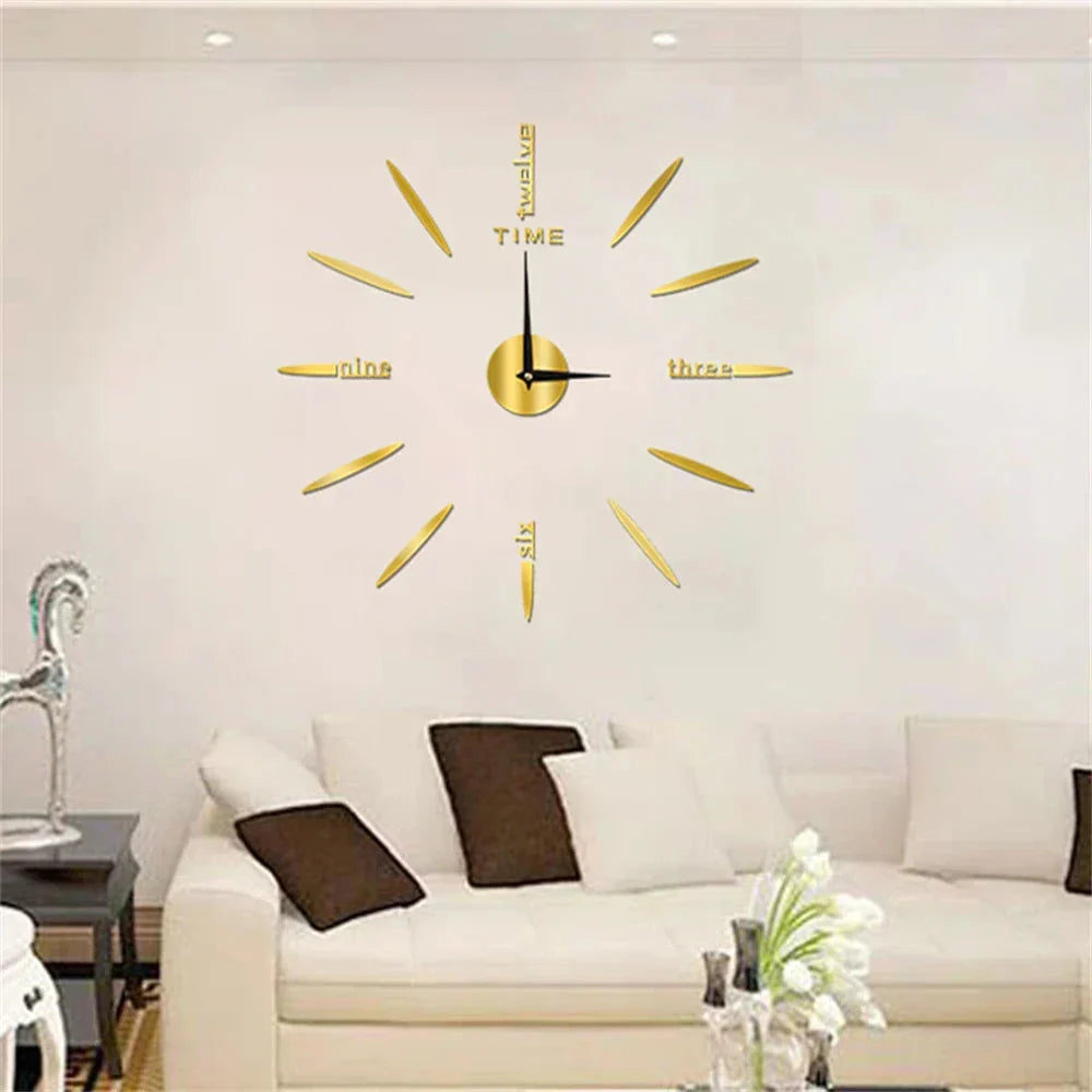 Wall Clock Oversized Mirror Finish Quartz Movement