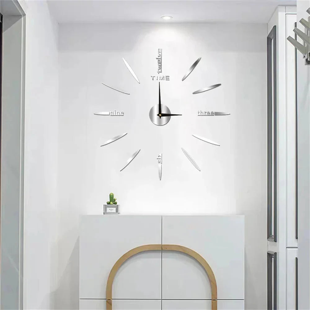 Wall Clock Oversized Mirror Finish Quartz Movement