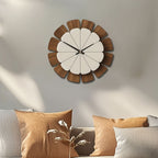Wall Clock Round Wood Frame Battery-Operated
