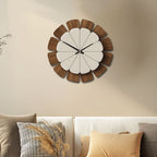 Wall Clock Round Wood Frame Battery-Operated