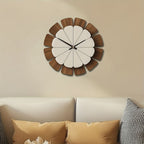 Wall Clock Round Wood Frame Battery-Operated