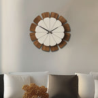 Wall Clock Round Wood Frame Battery-Operated