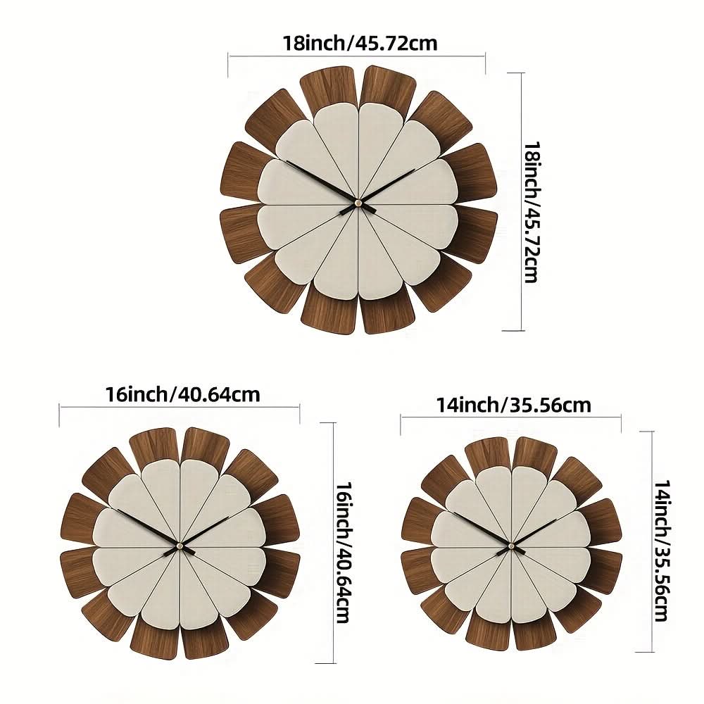 Wall Clock Round Wood Frame Battery-Operated