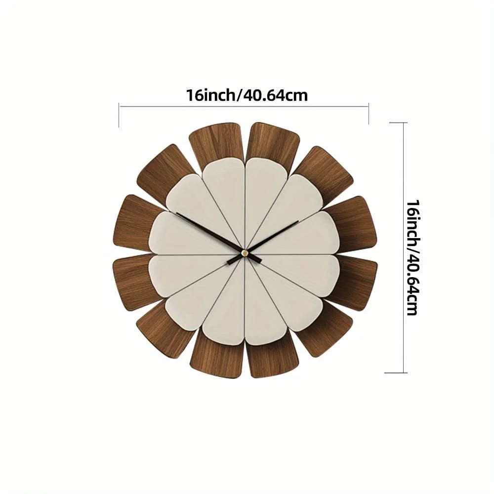 Wall Clock Round Wood Frame Battery-Operated