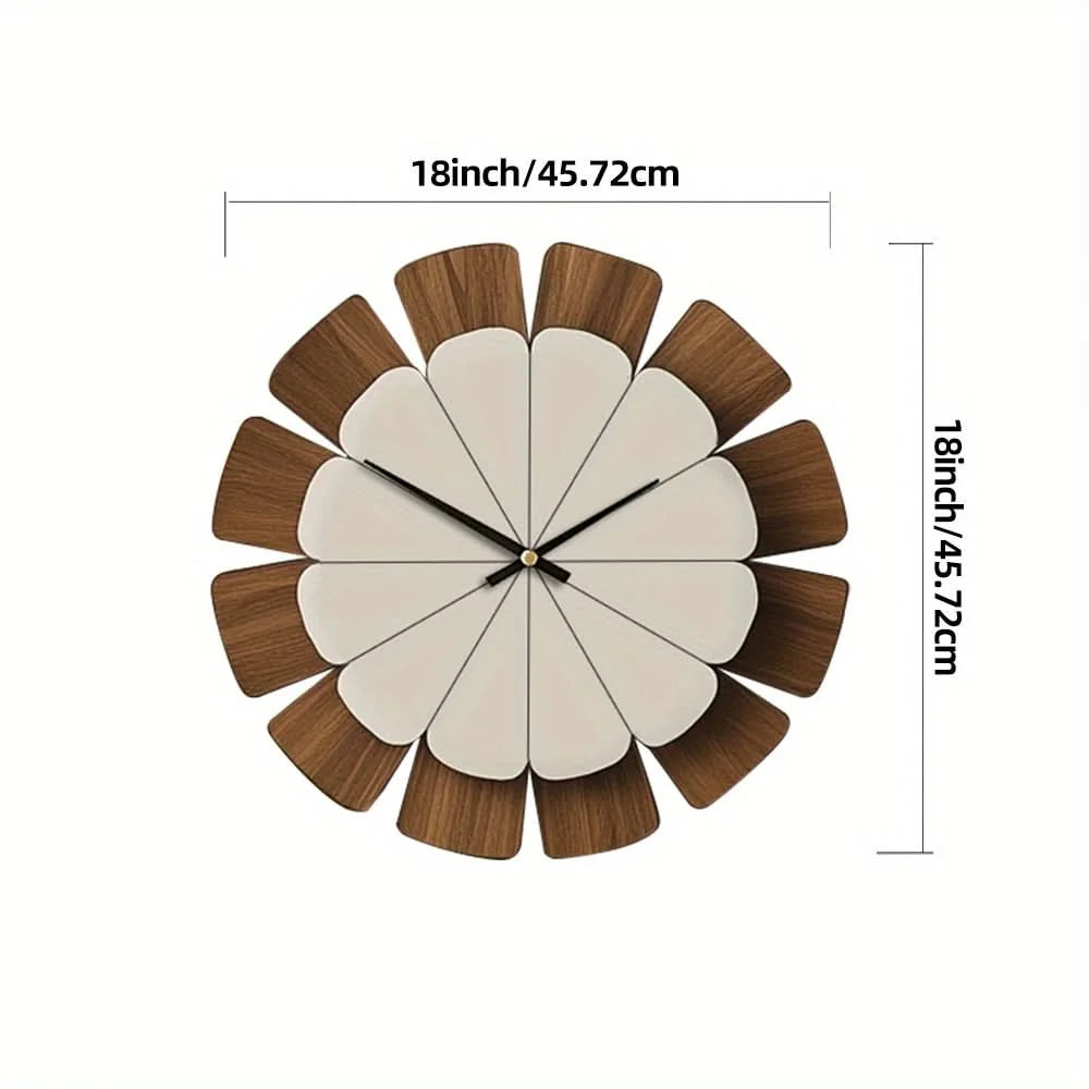 Wall Clock Round Wood Frame Battery-Operated