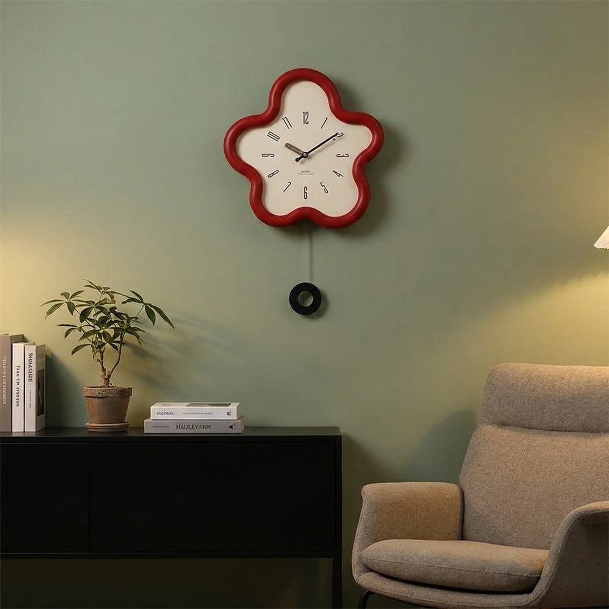 Wall Clock Silent Movement 3D Flower Pendulum