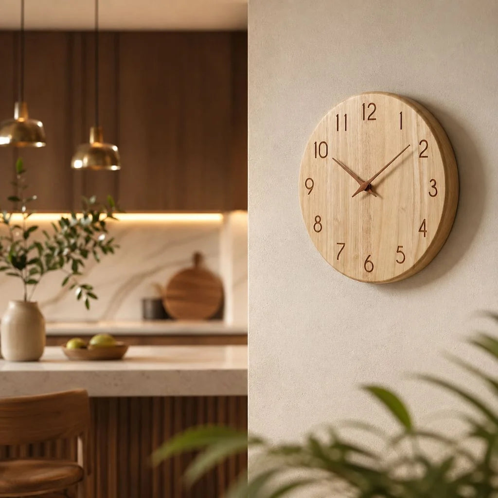 Wall Clock Silent Movement Rubberwood