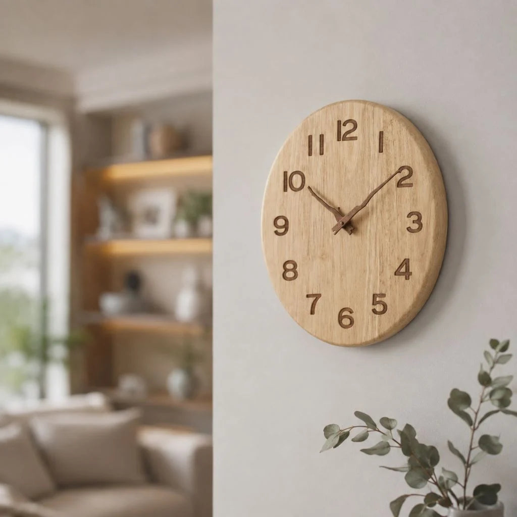 Wall Clock Silent Movement Rubberwood