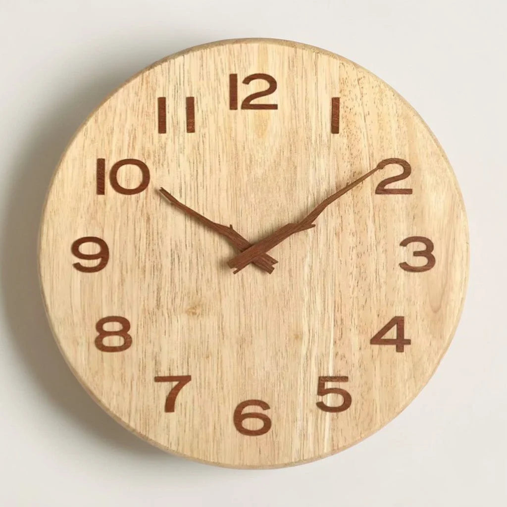 Wall Clock Silent Movement Rubberwood
