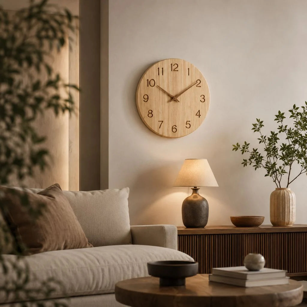 Wall Clock Silent Movement Rubberwood