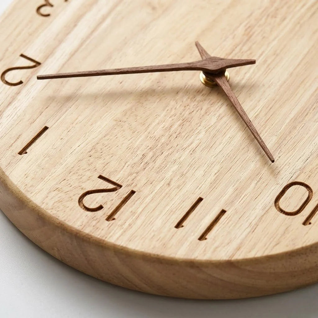 Wall Clock Silent Movement Rubberwood