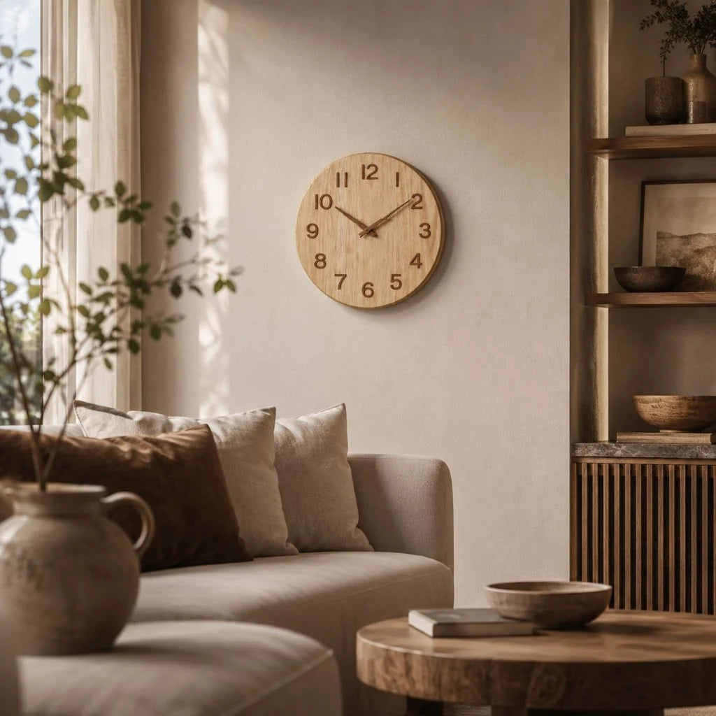 Wall Clock Silent Movement Rubberwood