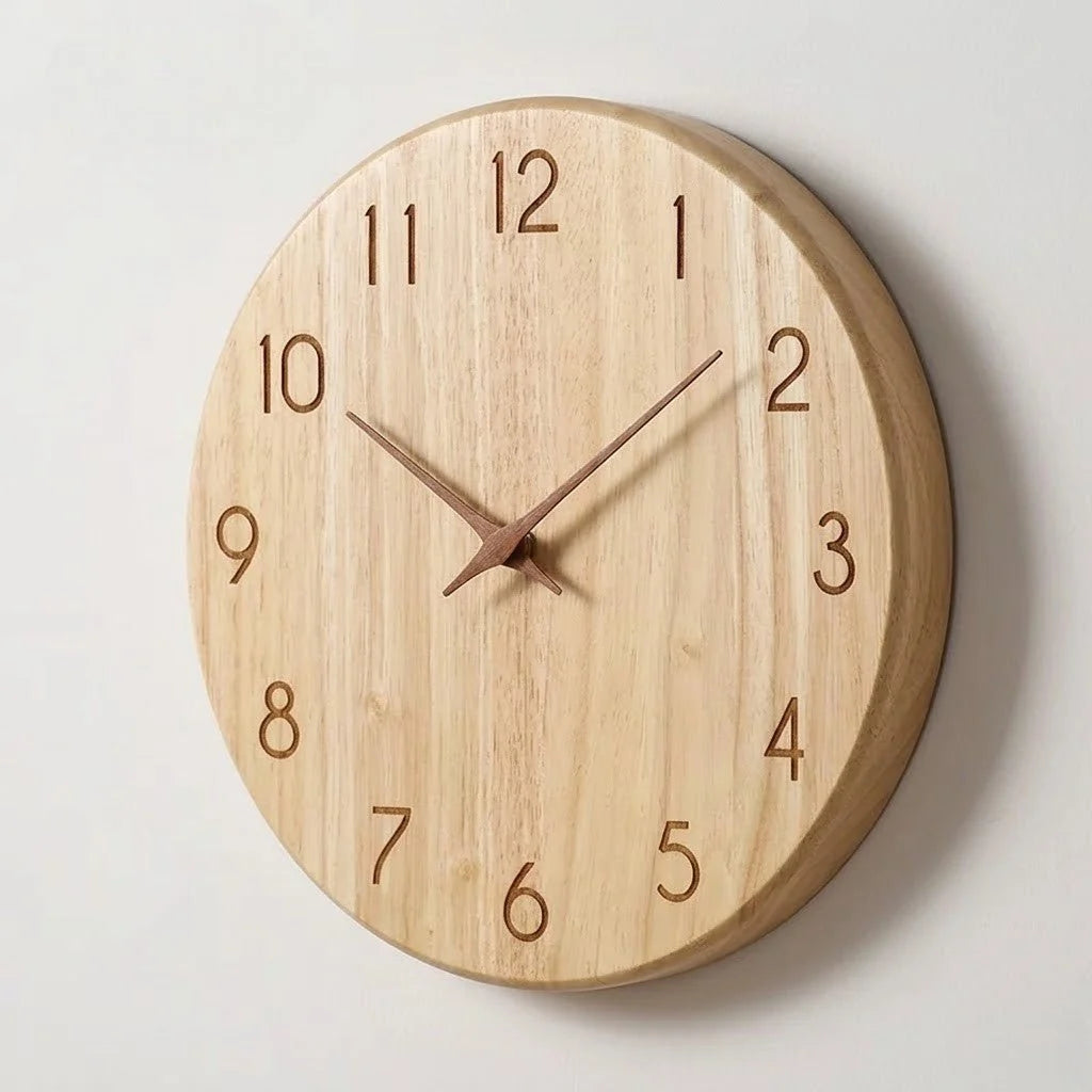 Wall Clock Silent Movement Rubberwood