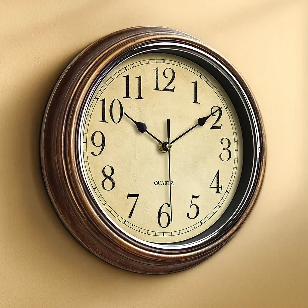 Wall Clock Silent Movement Solid Wood 30cm
