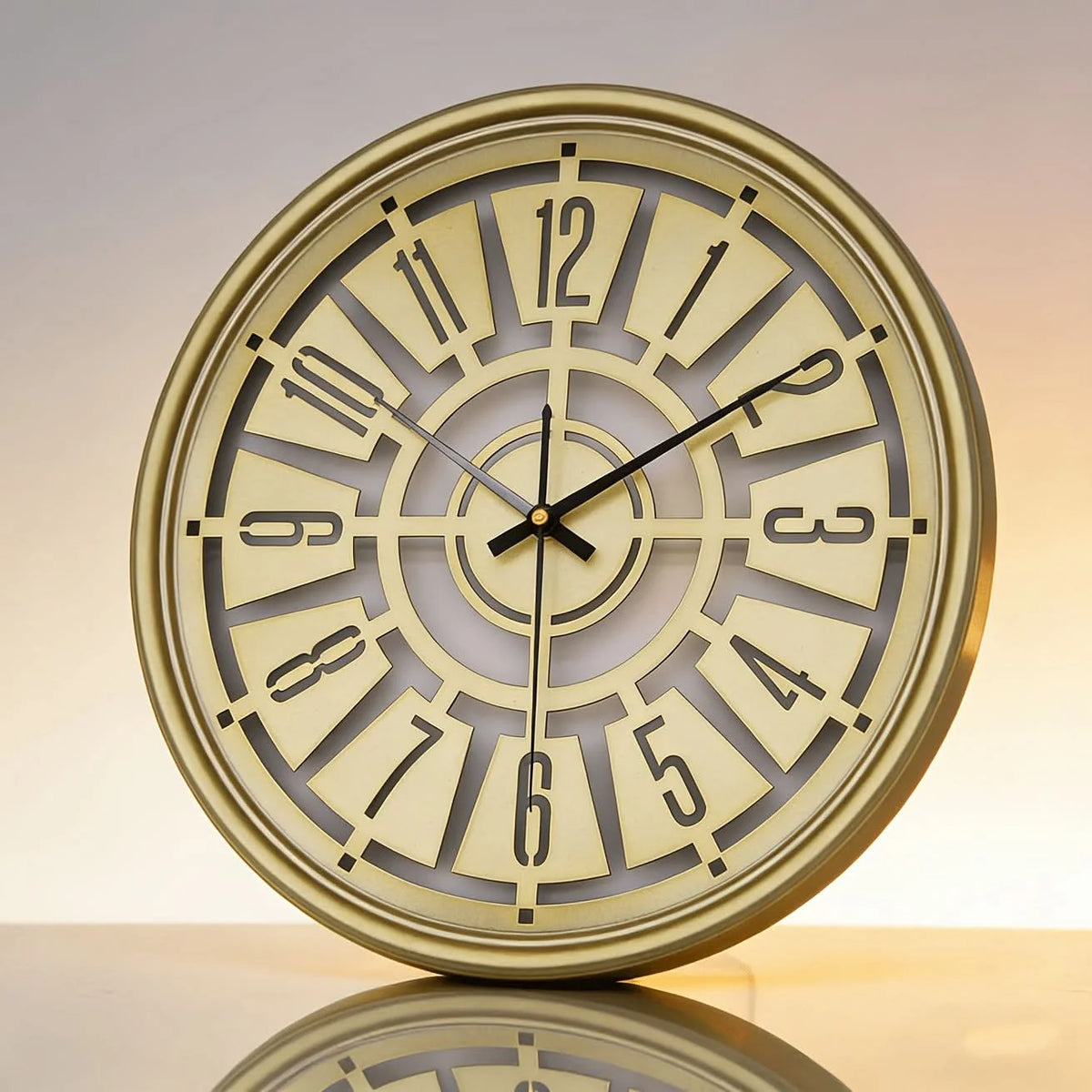 Wall Clock Silent Non-Ticking 3D Iron Frame