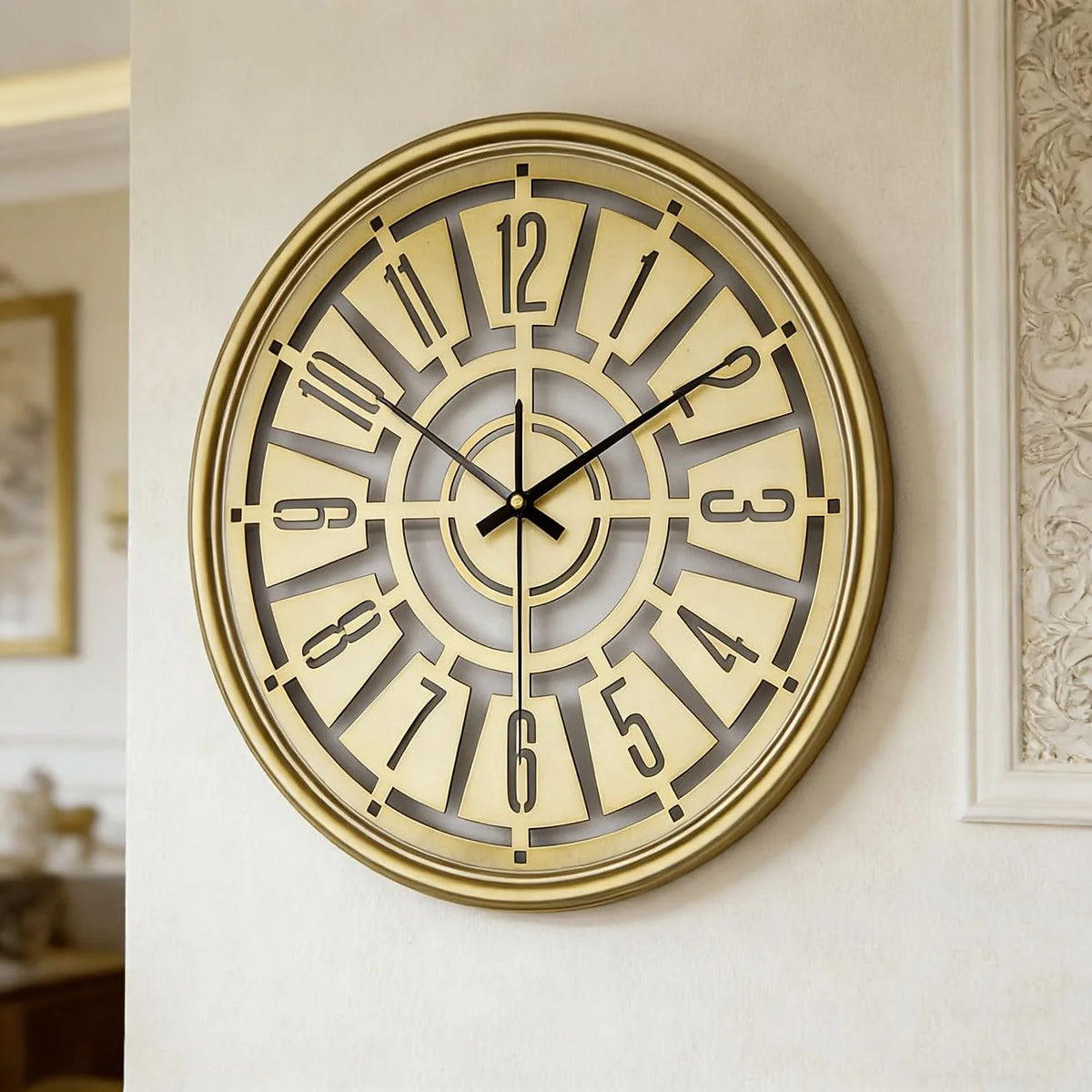 Wall Clock Silent Non-Ticking 3D Iron Frame