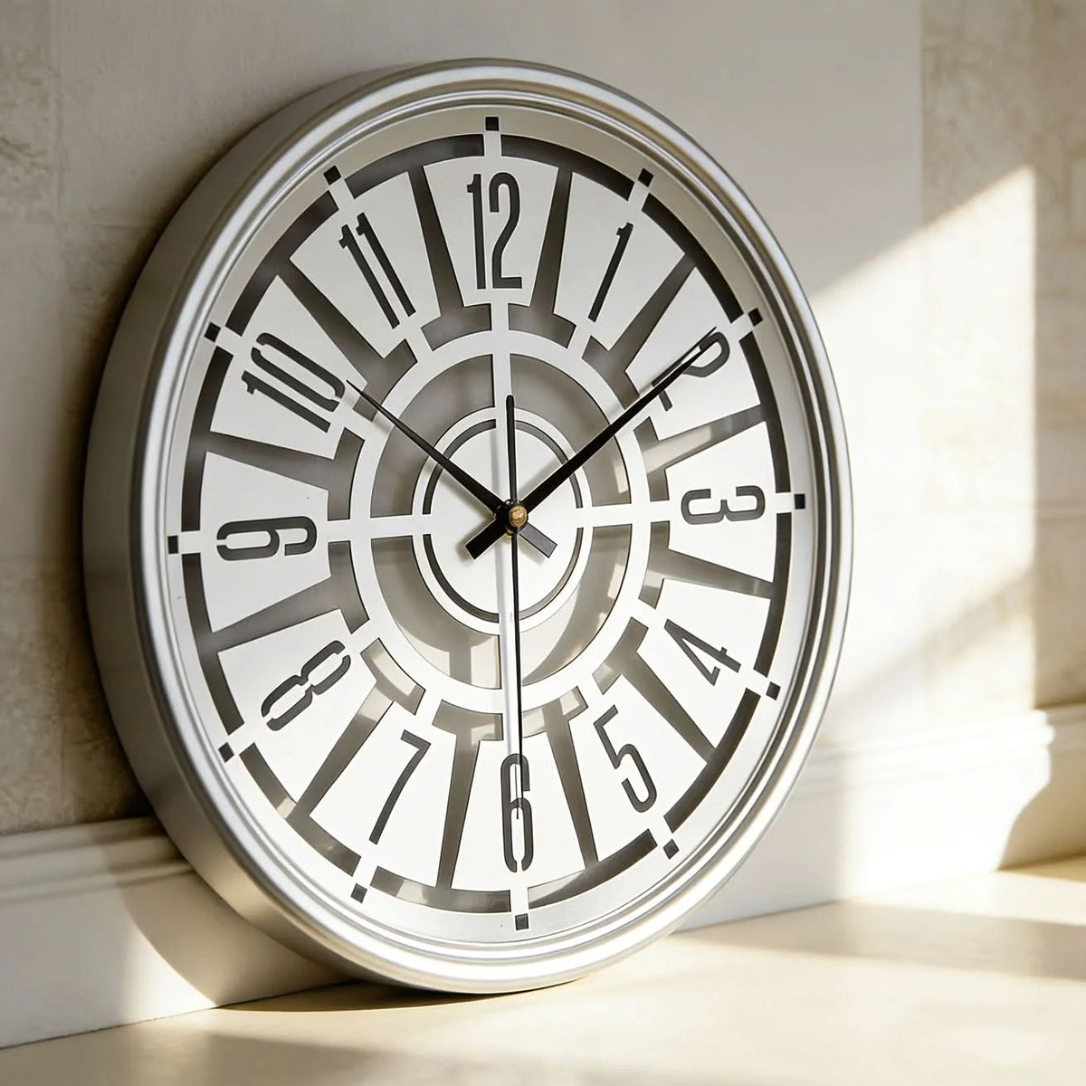 Wall Clock Silent Non-Ticking 3D Iron Frame