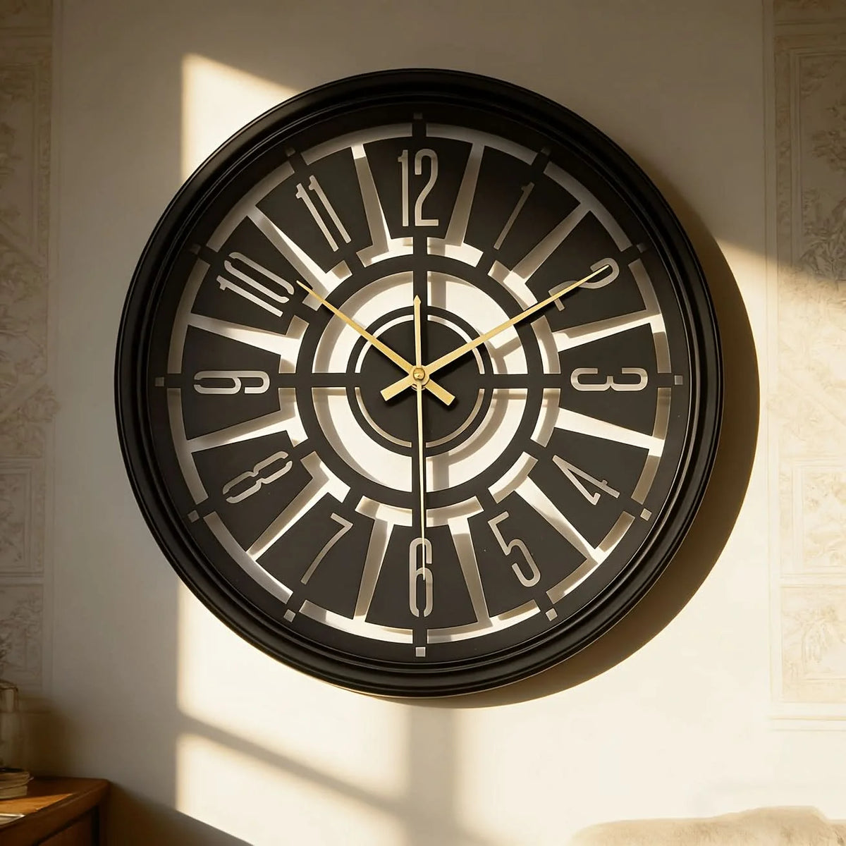 Wall Clock Silent Non-Ticking 3D Iron Frame