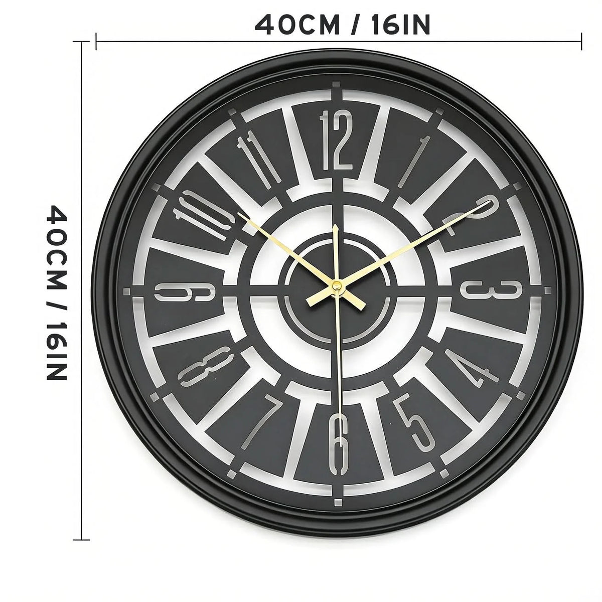 Wall Clock Silent Non-Ticking 3D Iron Frame