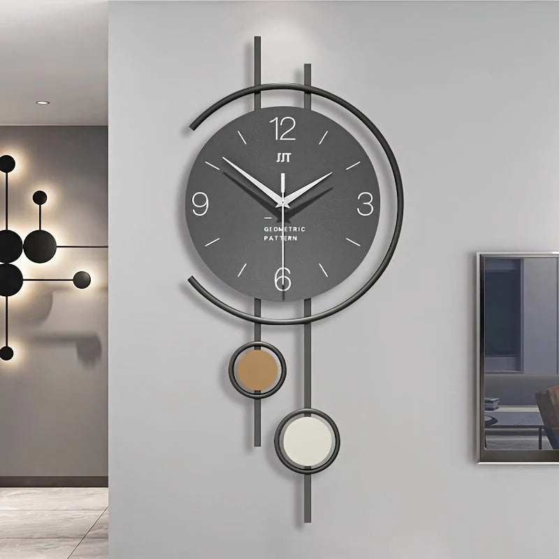 Wall Clock Silent Non-Ticking Easy-Read Numbers Iron Frame