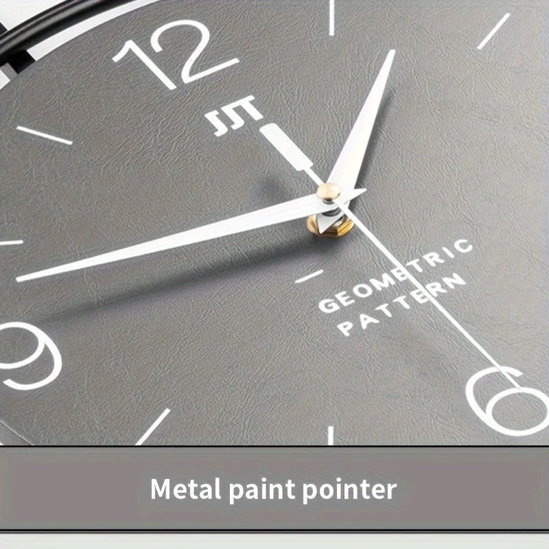 Wall Clock Silent Non-Ticking Easy-Read Numbers Iron Frame