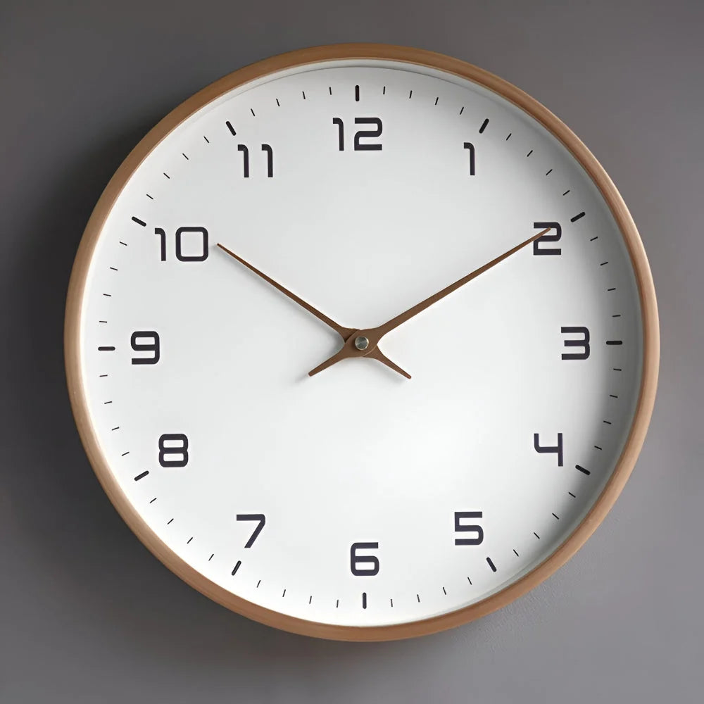 Wall Clock Silent Non-Ticking Solid Wood Frame