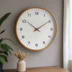 Wall Clock Silent Non-Ticking Solid Wood Frame