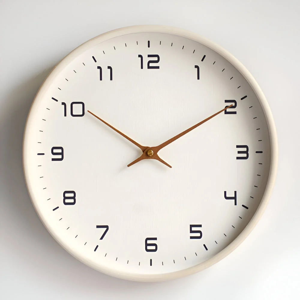 Wall Clock Silent Non-Ticking Solid Wood Frame