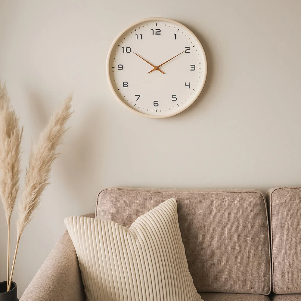 Wall Clock Silent Non-Ticking Solid Wood Frame