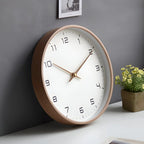 Wall Clock Silent Non-Ticking Solid Wood Frame