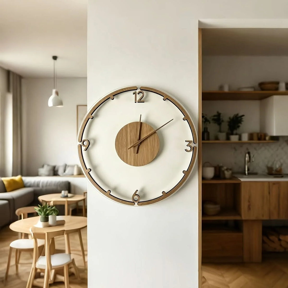Wall Clock Silent Non-Ticking Wood & Acrylic 11.8 Inch