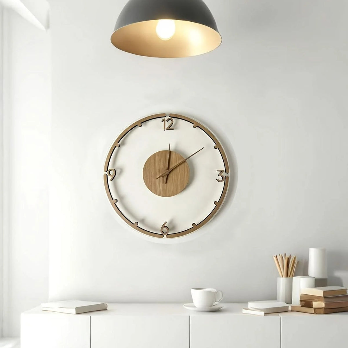 Wall Clock Silent Non-Ticking Wood & Acrylic 11.8 Inch