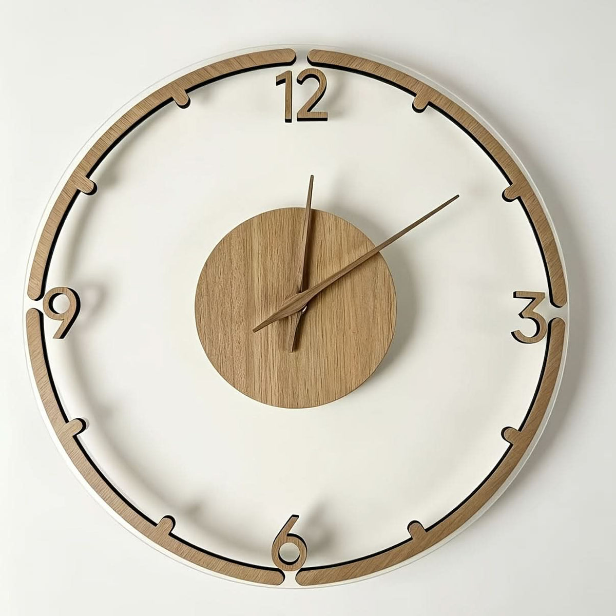 Wall Clock Silent Non-Ticking Wood & Acrylic 11.8 Inch