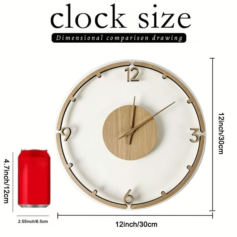 Wall Clock Silent Non-Ticking Wood & Acrylic 11.8 Inch