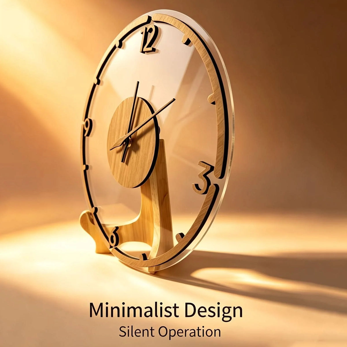 Wall Clock Silent Non-Ticking Wood & Acrylic 11.8 Inch