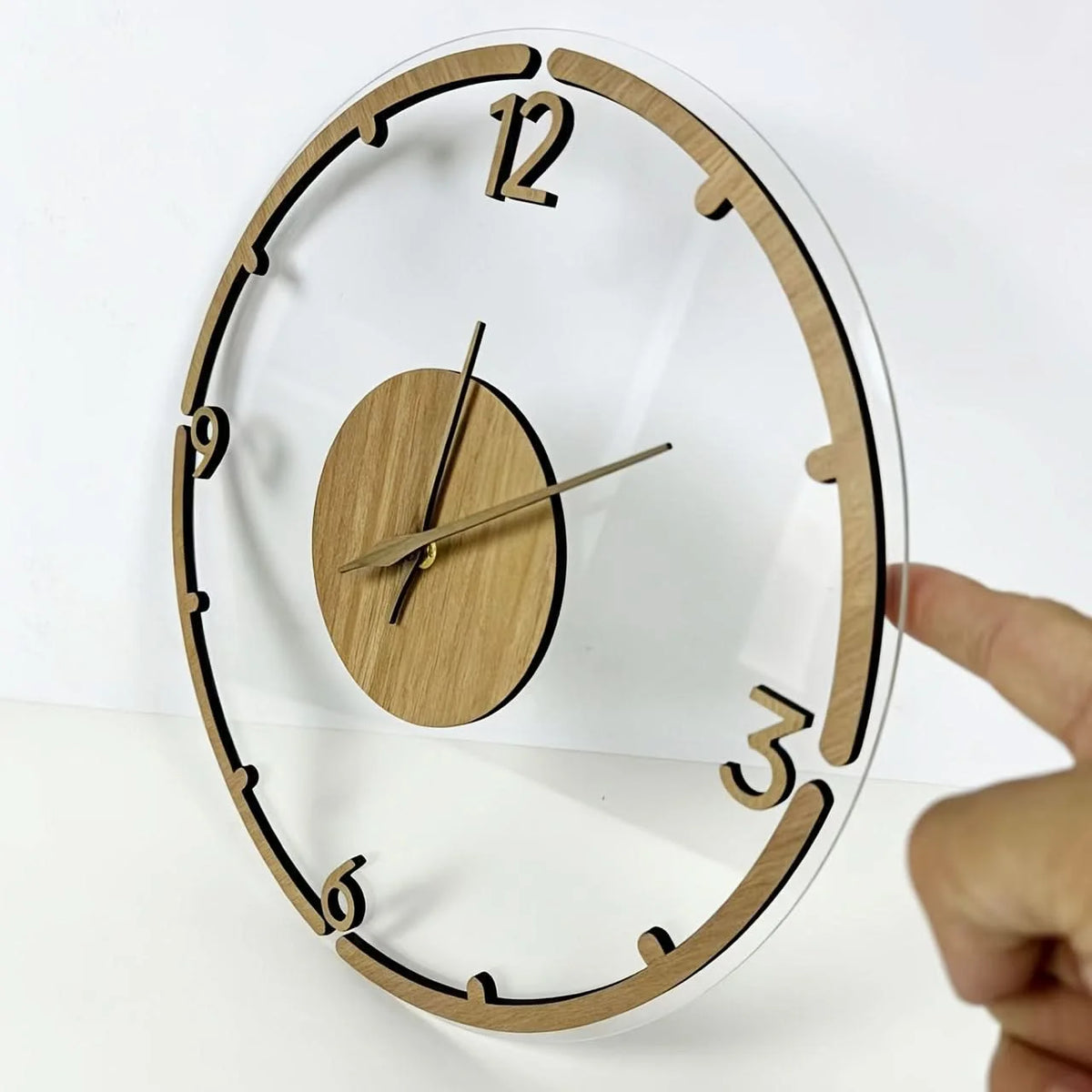 Wall Clock Silent Non-Ticking Wood & Acrylic 11.8 Inch
