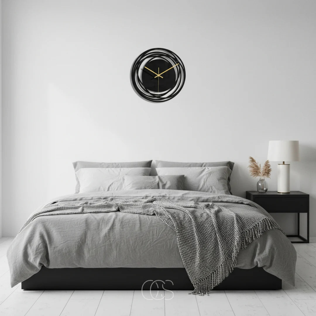 Wall Clock Silent Quartz 11.8 Inch Matte Black