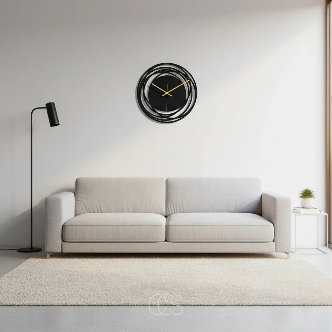 Wall Clock Silent Quartz 11.8 Inch Matte Black