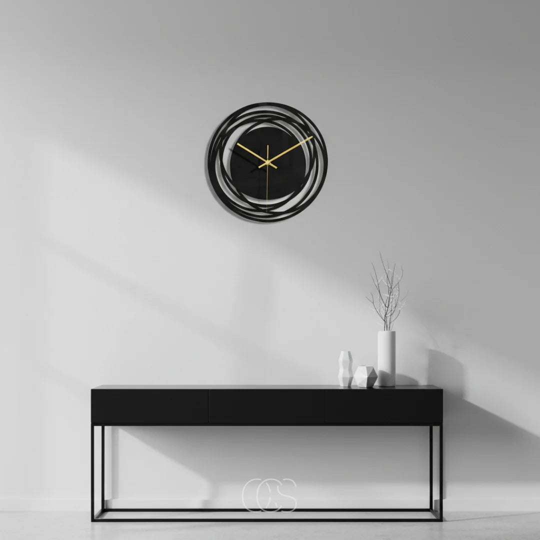 Wall Clock Silent Quartz 11.8 Inch Matte Black