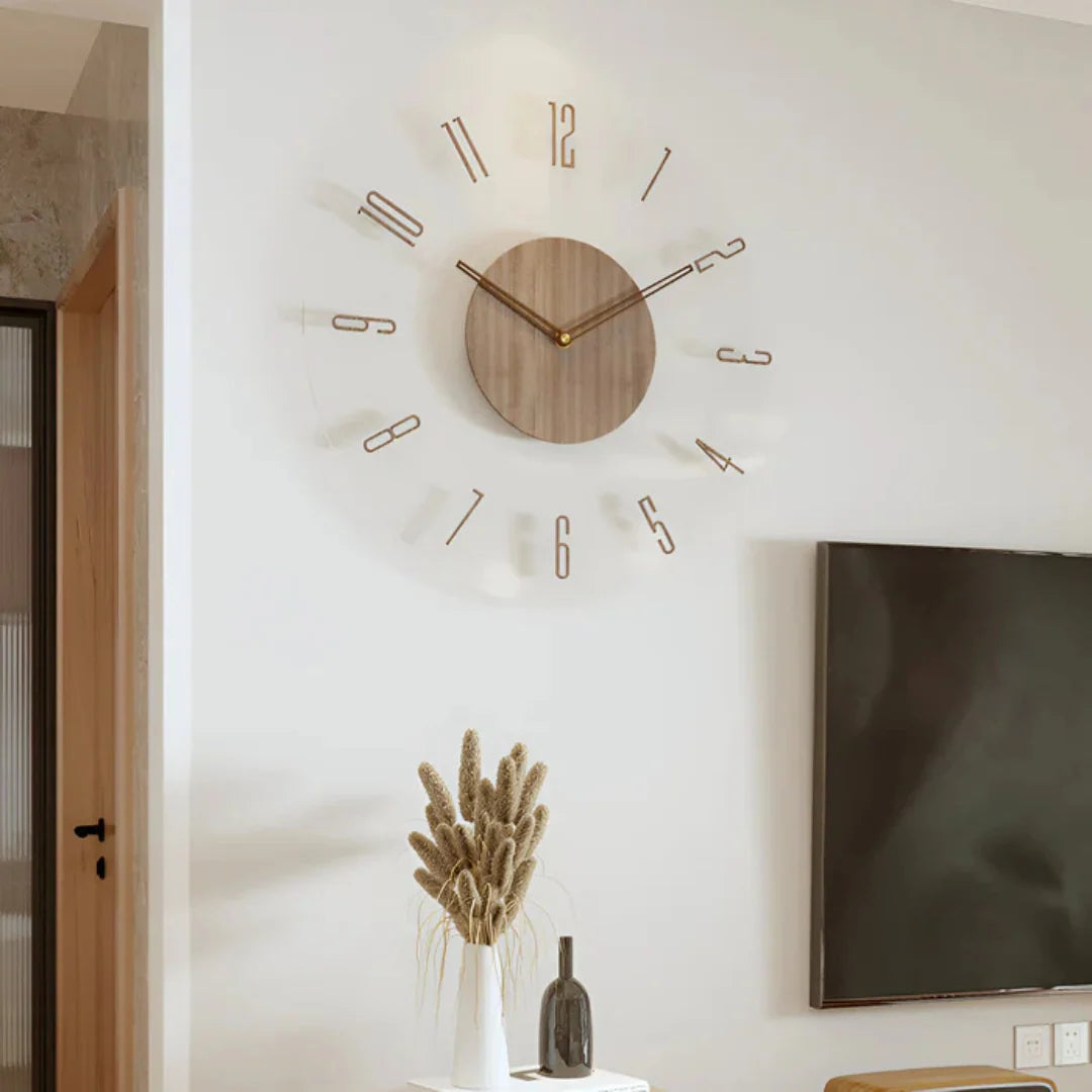 Wall Clock Silent Quartz 30 cm Acrylic & Wood