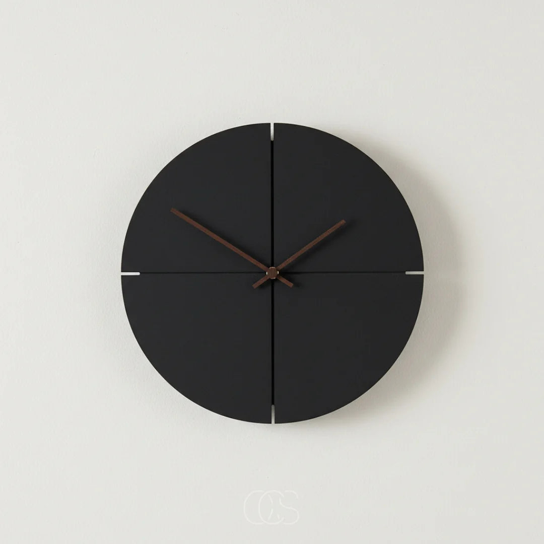 Wall Clock Silent Quartz Bamboo Frame & Walnut Hands