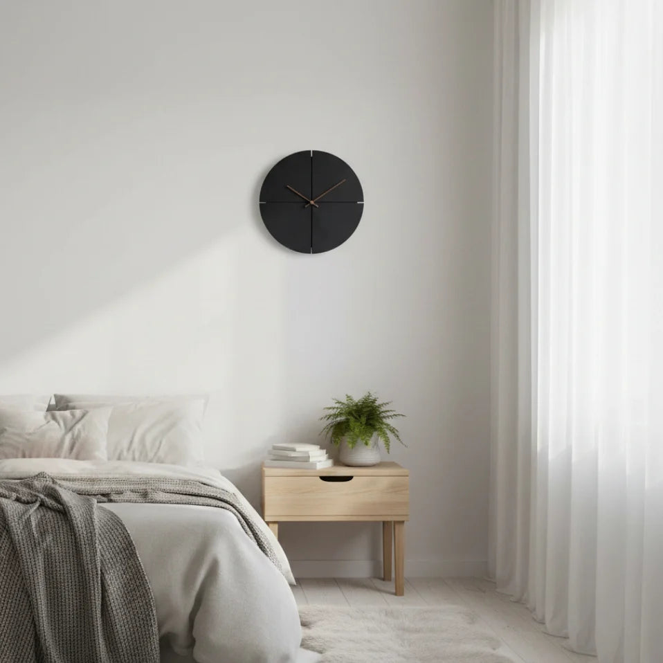 Wall Clock Silent Quartz Bamboo Frame & Walnut Hands