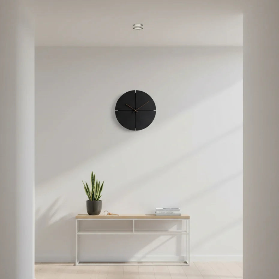 Wall Clock Silent Quartz Bamboo Frame & Walnut Hands
