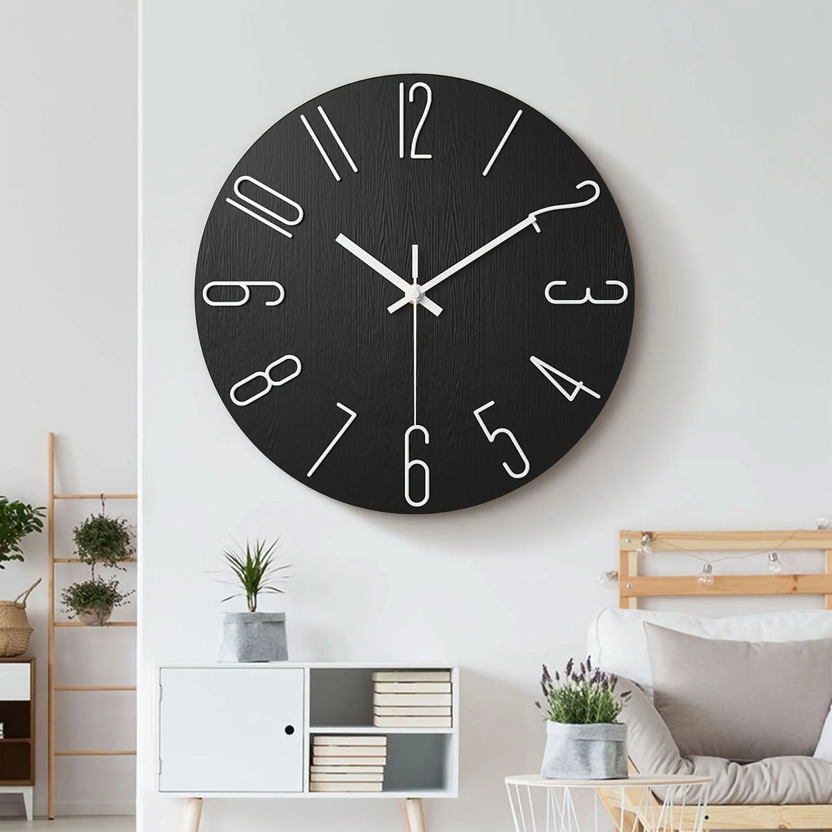 Wall Clock Silent Quartz Frameless Wood-Look Finish