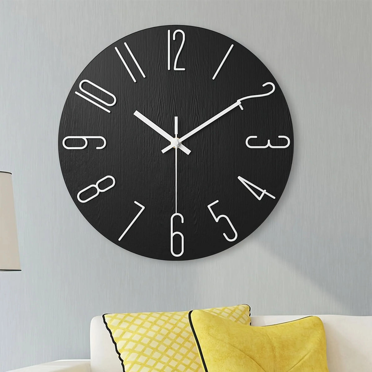 Wall Clock Silent Quartz Frameless Wood-Look Finish