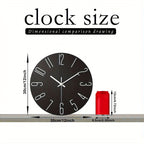 Wall Clock Silent Quartz Frameless Wood-Look Finish
