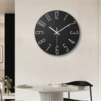 Wall Clock Silent Quartz Frameless Wood-Look Finish